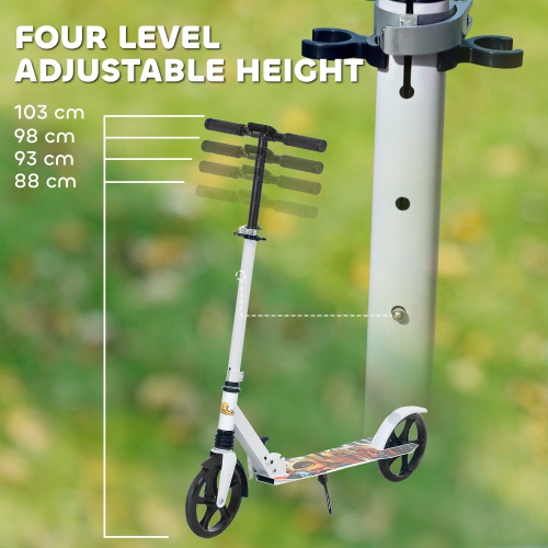 Trottinette de Qaba pour enfants de 6 à 12 ans, trottinette à hauteur réglable, frein sur aile arrière, grosse roue 200 mm, trottinette pliable