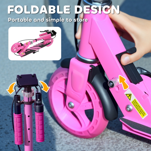 Trottinette Qaba pour enfants de 3 à 8 ans, trottinettes pliantes légères avec roues lumineuses, guidon réglable à 4 niveaux, frein arrière et frein