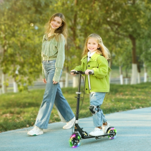 Trottinette Qaba pour enfants de 3 à 8 ans, trottinettes pliantes légères avec roues lumineuses, guidon réglable à 4 niveaux, frein arrière et frein