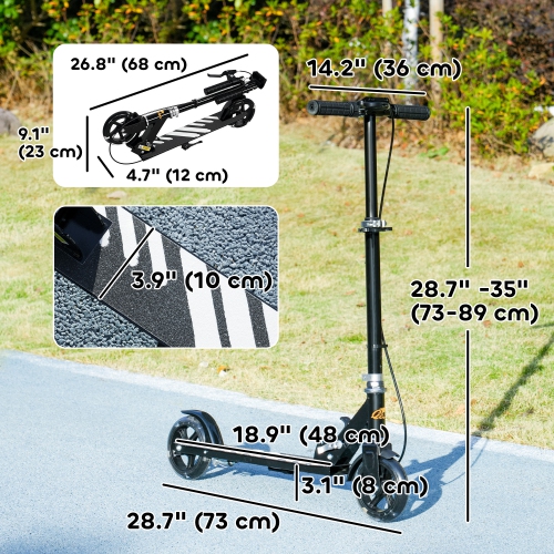 Trottinette Qaba pour enfants de 3 à 8 ans, trottinettes pliantes légères avec roues lumineuses, guidon réglable à 4 niveaux, frein arrière et frein