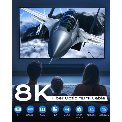 NIERBO 2.1 HDMI Cable 150 Feet - 8K Ultra High Speed HDMI Cable/48Gbps/8K 60hz/4K 120hz/Braided/eARC for HDTV, PS5, PS4, Xbox, Blu-ray