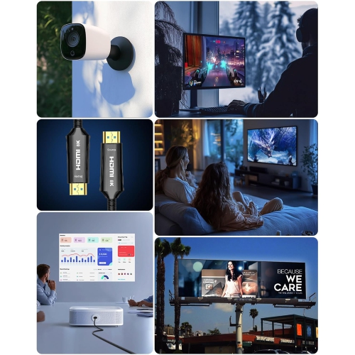 NIERBO 2.1 HDMI Cable 150 Feet - 8K Ultra High Speed HDMI Cable/48Gbps/8K 60hz/4K 120hz/Braided/eARC for HDTV, PS5, PS4, Xbox, Blu-ray