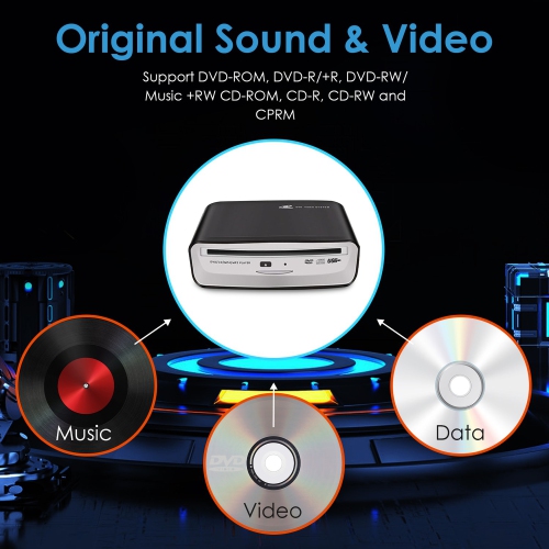 Lecteur de CD universel externe pour voiture, Lecteur de CD USB externe pour voiture Android Navigation - Noir