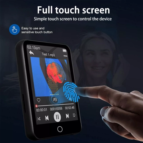 Bluetooth Touch HiFi Music MP4 MP3 Player Portable FM Radio Support 32GB Card - Black