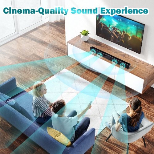 Bluetooth Sound Bar Wired Wireless Bass Subwoofer Home Cinema TV Speaker Remote Soundbar-Black