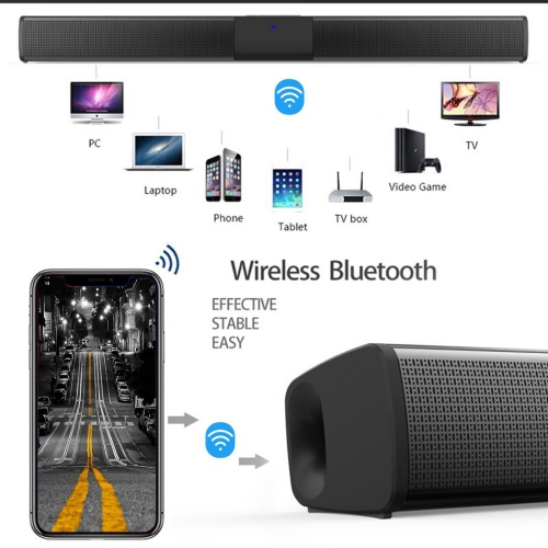 Bluetooth Sound Bar Wired Wireless Bass Subwoofer Home Cinema TV Speaker Remote Soundbar-Black