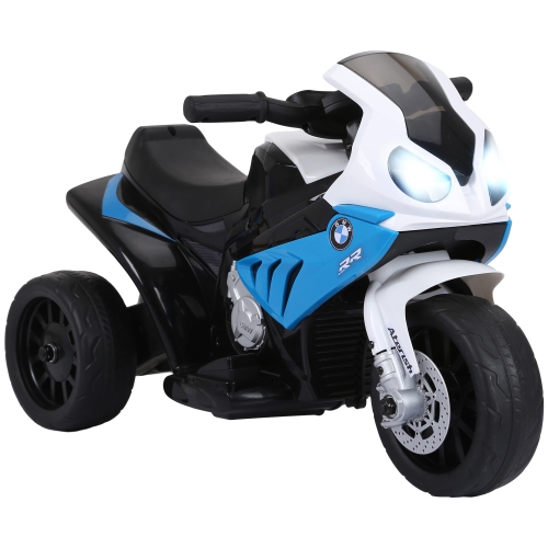 Aosom Kids Motorcycle, 6V Battery Powered Toddler Motorcycle with Headlight, Music, 3 Wheels Electric Motorcycle for Kids, Licensed BMW, Gift for