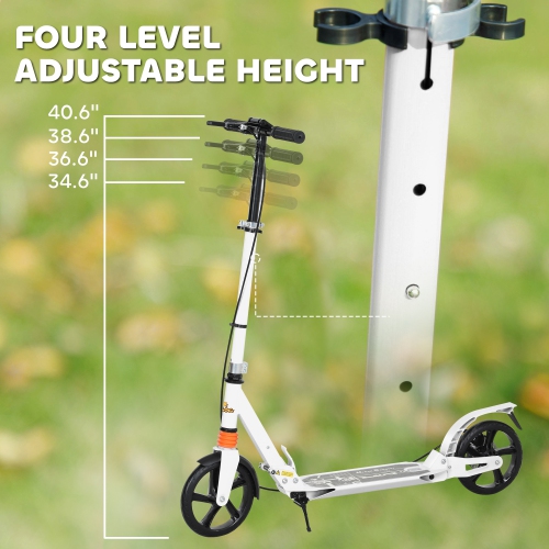 Qaba – Trottinette pliable pour enfants de 6 à 12 ans, trottinette pliable avec 4 hauteurs réglables, freins doubles, absorption des chocs,