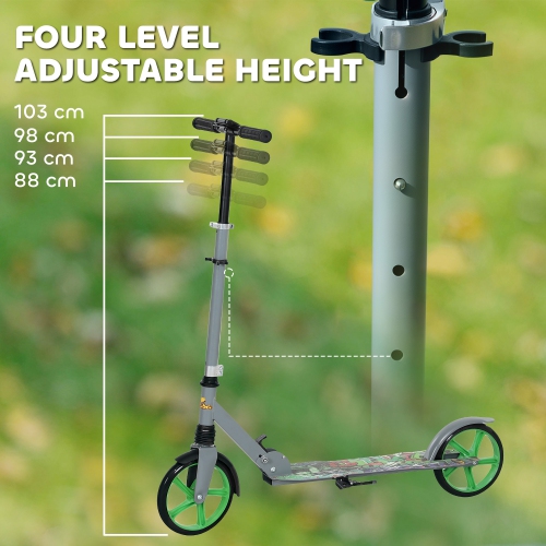 Trottinette de Qaba pour enfants de 6 à 12 ans, trottinette à hauteur réglable, frein sur aile arrière, grosse roue 200&nbsp;mm, trottinette pliable