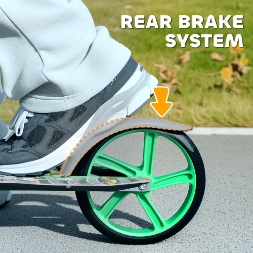 Trottinette de Qaba pour enfants de 6 à 12 ans, trottinette à hauteur réglable, frein sur aile arrière, grosse roue 200&nbsp;mm, trottinette pliable