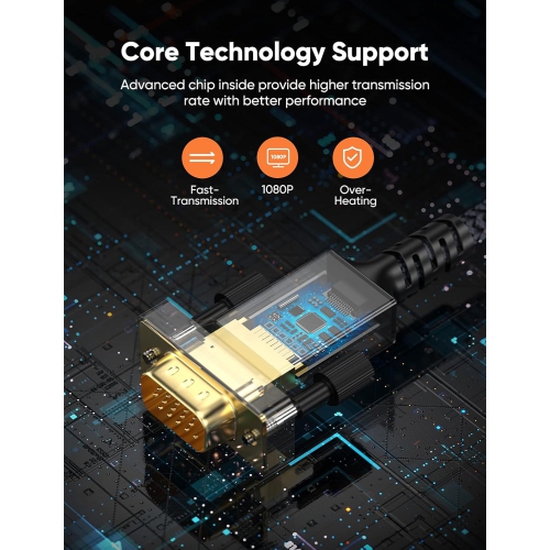 HDMI to VGA,Sturdy Braid HDMI to VGA Cable 3.3FT(1080P 60Hz) Unidirection HDMI Output to VGA Input Converter Cord Male to Male