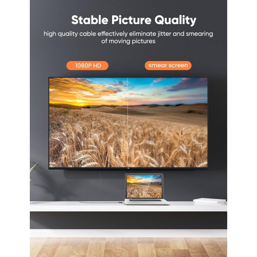 HDMI to VGA,Sturdy Braid HDMI to VGA Cable 3.3FT(1080P 60Hz) Unidirection HDMI Output to VGA Input Converter Cord Male to Male