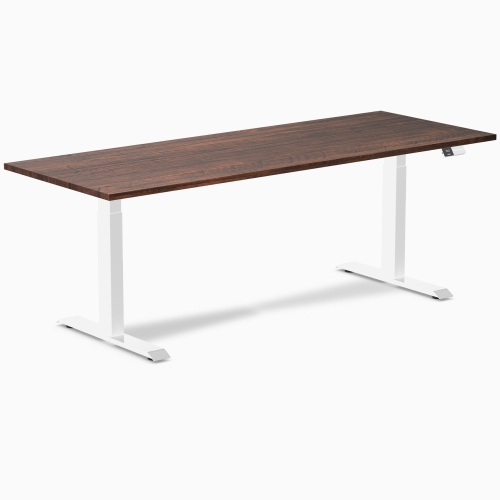 Desky Dual Softwood Sit-Stand Desk - 80" American Rustic Pine Top Dual Motor Height Range up to 49.2" White Frame