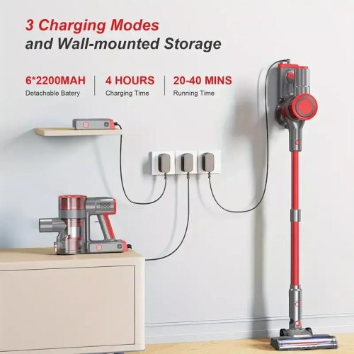 Cordless Stick Vacuum - 6-in-1 Powerful, Lightweight & Rechargeable with 40min