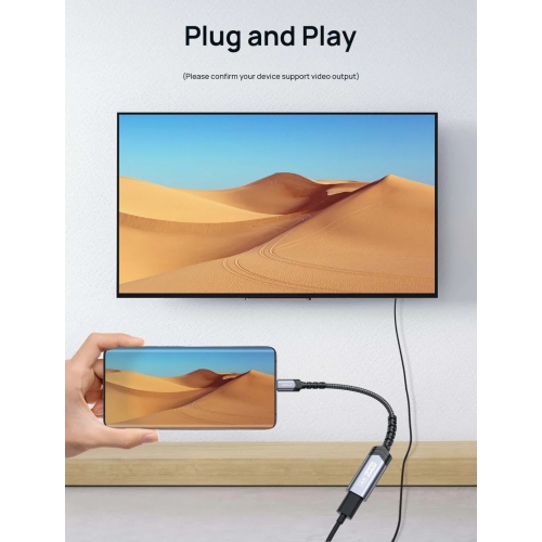 Adaptateur USB-C à HDMI Câble 60&nbsp;Hz 4K, Adaptateur USB-C à HDMI Convertisseur USB-C Thunderbolt 4 pour MacBook Pro/Air M1, iPad Pro/Air,