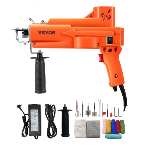Pistolet de touffage VEVOR&nbsp;: machine électrique 2-en-1 à poils coupés et boucles pour la fabrication de tapis. 7-27 points/s, hauteur réglable,