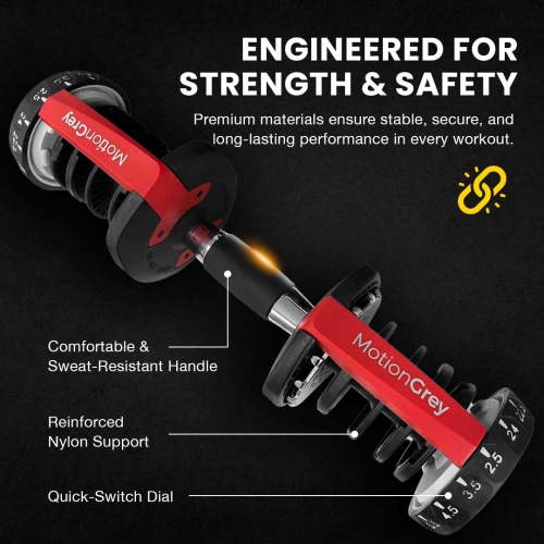 MotionGrey Adjustable Dumbbells 5-52.5 LB with High Strength Hand Grip & Converter - Dumbbell Stand, Jump Rope and Anti-Slip Metal Hand Equipment -