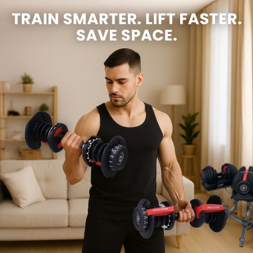 MotionGrey Adjustable Dumbbells 5-52.5 LB with High Strength Hand Grip & Converter - Dumbbell Stand, Jump Rope and Anti-Slip Metal Hand Equipment -