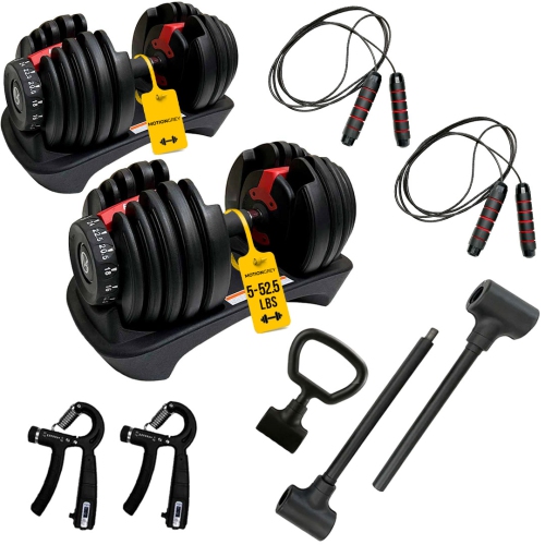 MotionGrey Adjustable Dumbbells 5-52.5LB – 3-in-1 Dumbbell, Barbell & Kettlebell with 15 Adjustable Weights & High-Strength Grip