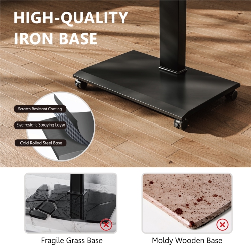 FITUEYES TV Stand with Wheels for 32 to 75 Inch TVs, Landscape to Portrait Rotating and 40 Degrees Swivel Mount, Height Adjustable, Hold Up to 88 Lbs