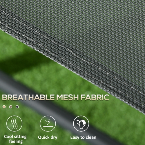 Outsunny 3 Pieces Patio Bistro Set, Foldable Bistro Table Set Outdoor Patio Furniture with Breathable Mesh Fabric Armchairs and Glass Table for