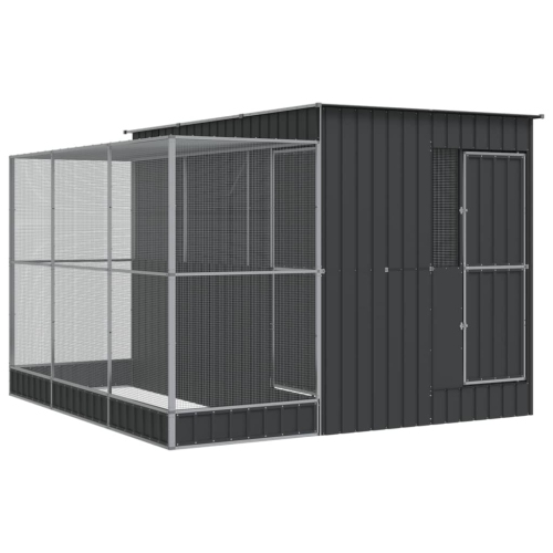 VIDAXL Aviary avec rallonge en acier 290 x 303 x 216&nbsp;cm argenté