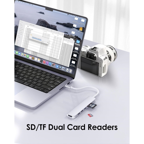 7 in 1 USB C Hub Multiport Adapter with USB C to HDMI, USB C to SD/Micro SD Card Reader/USB 3.0&2.0/100W Power Delivery for New MacBook Air/Pro,