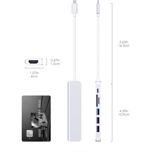 7 in 1 USB C Hub Multiport Adapter with USB C to HDMI, USB C to SD/Micro SD Card Reader/USB 3.0&2.0/100W Power Delivery for New MacBook Air/Pro,