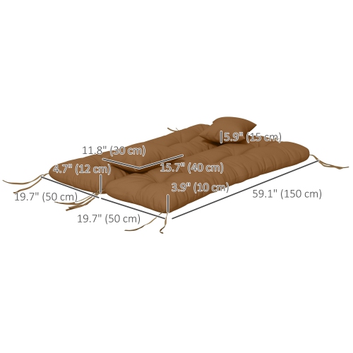 Outsunny 4-Piece Patio Chair Cushions Pillows with Back and Pillows, Seat Replacement Patio Cushions Set with Ties for Indoor Outdoor Garden