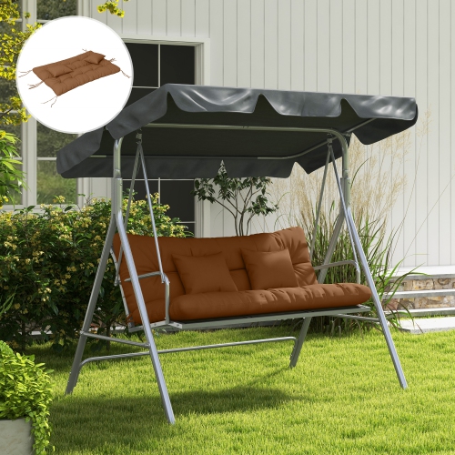 Outsunny 4-Piece Patio Chair Cushions Pillows with Back and Pillows, Seat Replacement Patio Cushions Set with Ties for Indoor Outdoor Garden