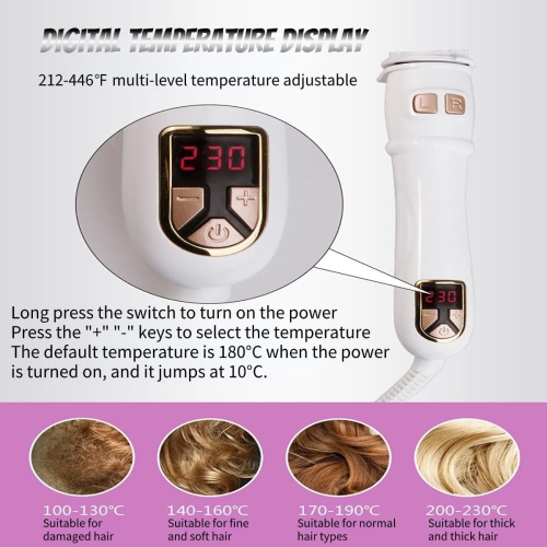 Auto Rotating Hair Curler Curling Wand with LCD Temp Display Curling Iron Curling Wand Ceramic Curling Iron 28CM-White