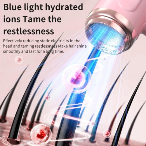 Sèche-cheveux sans fil, sèche-cheveux rechargeable, 3 sèche-cheveux à vent froid réglable, outil de coiffure portatif pour le camping de voyage - Rose