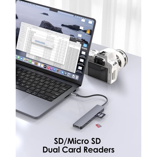 7 in 1 USB C Hub Multiport Adapter with USB C to HDMI, USB C to SD/Micro SD Card Reader/USB 3.0 & 2.0/100W Power Delivery for MacBook Air/Pro,