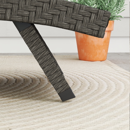 Outsunny PE Rattan Patio Lounger, Foldable Outdoor Lounge Chair with 5-Level Adjustable Backrest, Two Wheels, and Quick-Drying Foam, for Sun Room,