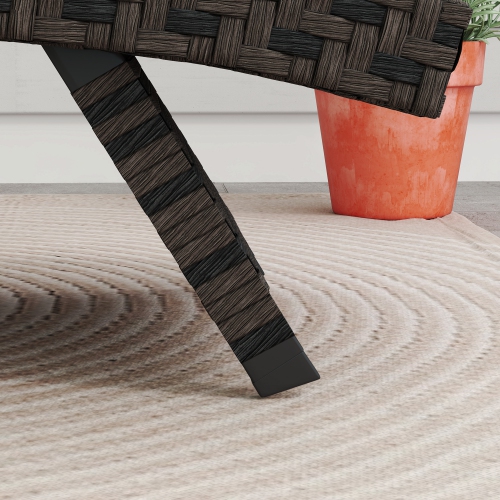 Outsunny PE Rattan Patio Lounger, Foldable Outdoor Lounge Chair with 5-Level Adjustable Backrest, Two Wheels, and Quick-Drying Foam, for Sun Room,