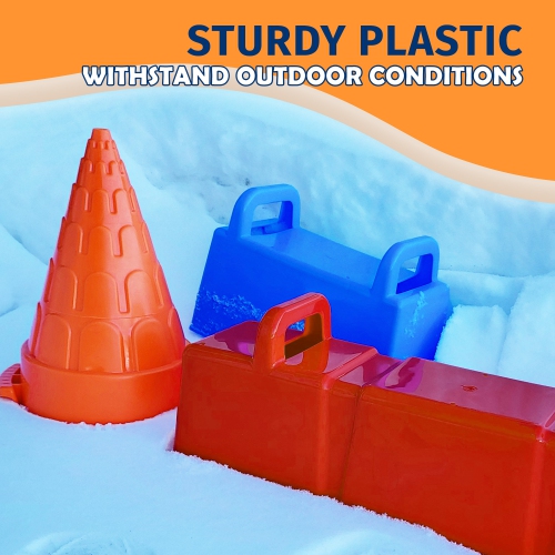 PRISP Snow and Sand Molds - Block, Brick and Tower Maker Kit for Building Snow Forts, Igloos and Sandcastles; Set of 3, Outdoor Activity for Winter,