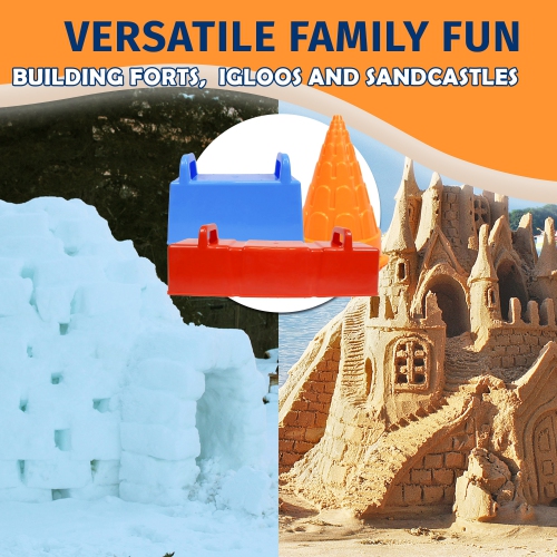 PRISP Snow and Sand Molds - Block, Brick and Tower Maker Kit for Building Snow Forts, Igloos and Sandcastles; Set of 3, Outdoor Activity for Winter,