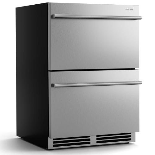 Costway 24" Under Counter Dual Drawer Fridge with 37℉-64℉ Temperature Range Freestanding