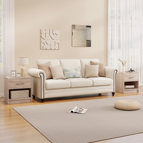 Gymax 2 PCS Nightstand w/ Drawer Side Table w/ Slide-out Drawer Open Storage Shelf