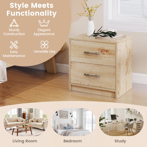 Gymax 2-Drawer Nightstand Modern Bedside Table w/ Storage for Living Room Bedroom