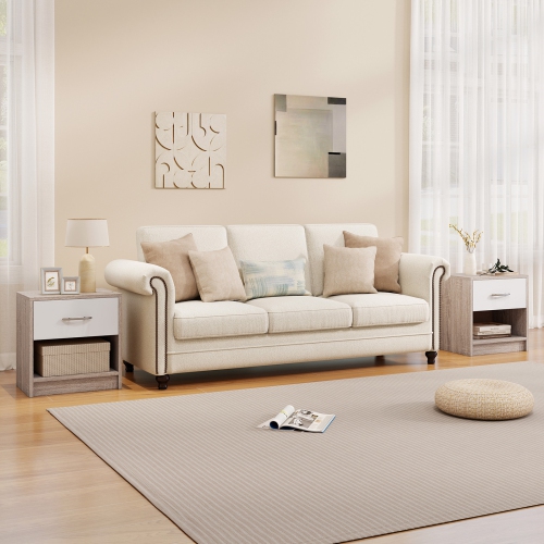 Gymax 2 PCS Nightstand w/ Drawer Side Table w/ Slide-out Drawer Open Storage Shelf