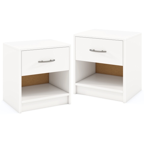 Gymax 2 PCS Nightstand w/ Drawer Side Table w/ Slide-out Drawer Open Storage Shelf