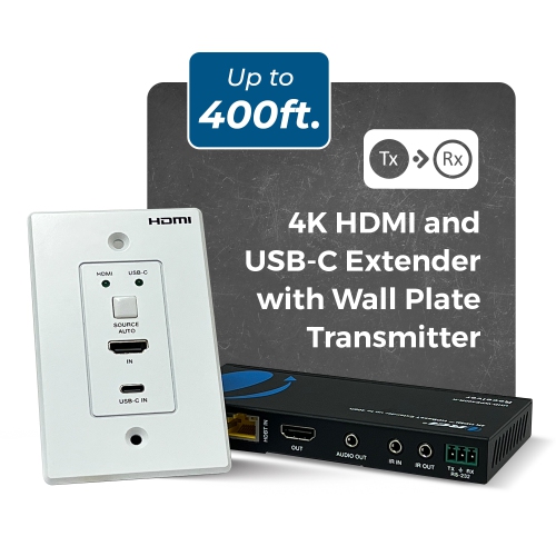 4K Wall Plate HDMI Extender over CAT 6/7 upto 400 feet with HDBaseT(UHD-WPE400R-K)
