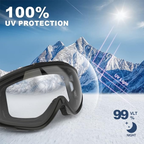 Lunettes de ski OTG de PetginHome-OTG sur lunettes de neige/planche à neige pour hommes Femmes Jeunes