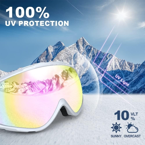 Lunettes de ski OTG de PetginHome-OTG sur lunettes de neige/planche à neige pour hommes Femmes Jeunes