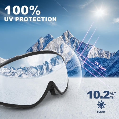 Lunettes de ski OTG de PetginHome-OTG sur lunettes de neige/planche à neige pour hommes Femmes Jeunes