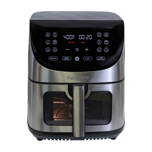Kenmore 8 Qt Digital Air Fryer with 12 Cooking Presets, Stainless Steel