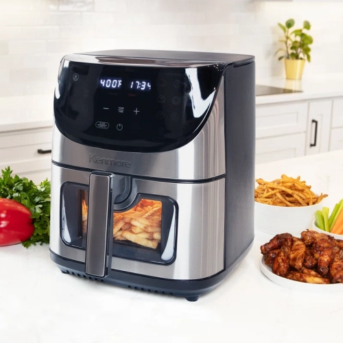 Kenmore 8 Qt Digital Air Fryer with 12 Cooking Presets, Stainless Steel