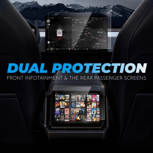 Inskin Tempered Glass for Tesla Cybertruck Screen Protector - Ultimate HD Clear Tempered Glass Set for Front 18.5 inch & Rear 9.4 inch Screens,