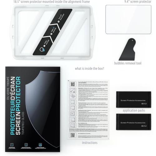 Inskin Tempered Glass for Tesla Cybertruck Screen Protector - Ultimate HD Clear Tempered Glass Set for Front 18.5 inch & Rear 9.4 inch Screens,